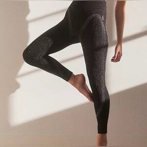 Free People FP Movement Black Lurex‎ Leggings Sparkle Full Length XS/Small NWT